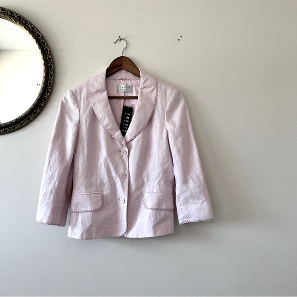 VINTAGE | 100% Pink Linen Button-Down Blazer - Picture 2 of 4